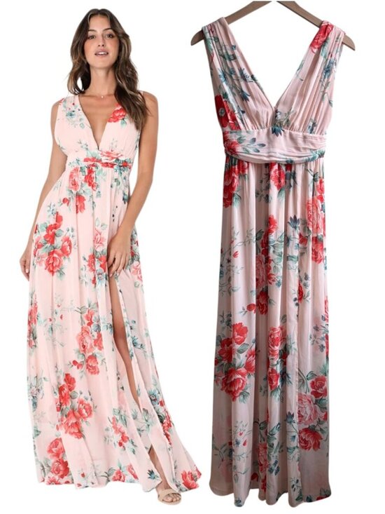 Lulus Dresses & Skirts - Lulus Garden Meandering Blush Pink Floral Print Maxi Dress Small